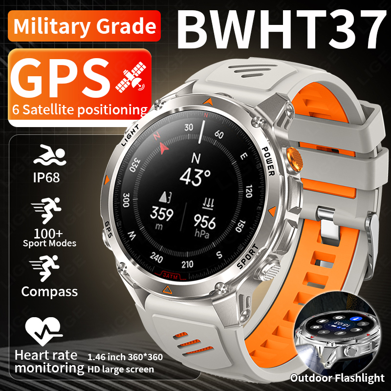 Smart Watch - LIGE Wytrzymały Smartwatch z GPS, Latarką